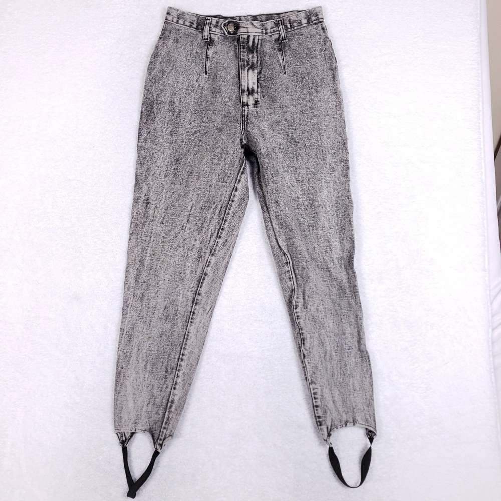 Denim Republic Vintage 13/14 High Waisted Acid Wash Stirrup Jeans Gray 80s 90s